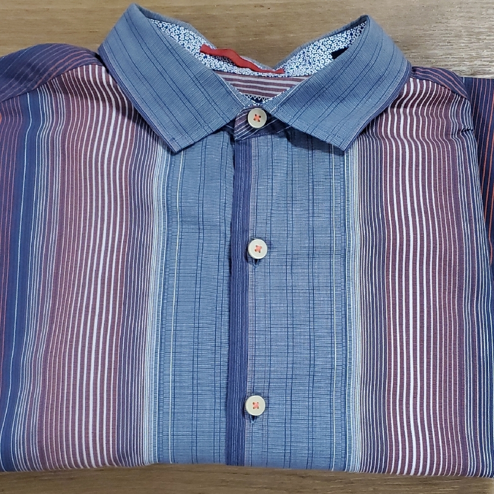 Tommy Bahama Casual Blue and Red Button Down Shirt